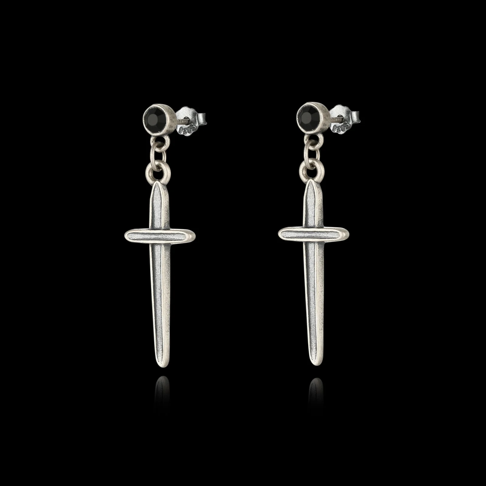 TWINBLADES EARRINGS. - 925 STERLING SILVER